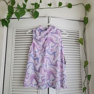 BAR III - Stylish Women's Sleeveless Top - Purple and Pink Swirl